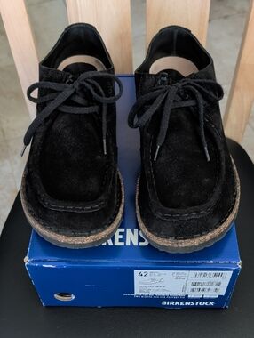 Birkenstock "Pasadena Men III" Black Suede Loafers (42) Ladies 11/Men's 9. EUC